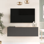 Serit wall TV unit anthracite-sonoma color 100x31.6x29.6cm - Image 4