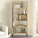 Neville bookcase color natural-anthracite 72x25x163.3cm - Image 3
