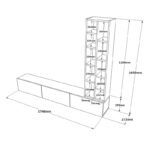 Esmeralda wall TV unit white-natural color 74.5x27x145cm - Слика 5