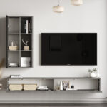 Topaz wall TV unit anthracite-black color 174.5x27x145cm - Image 2
