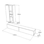 Topaz wall TV unit anthracite-black color 174.5x27x145cm - Image 6