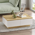 Coffee table Thunder sonoma-white color 90x60x31.5cm - Image 3