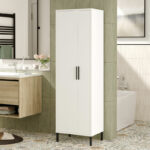 Bathroom melamine cabinet Dorphy white 50x36x165cm - Слика 2