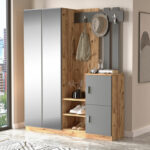 Entrance unit Doorse melamine dark grey-sonoma 147.5x35x180cm - Слика 2