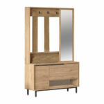 Entrance unit Zerbie melamine natural-black 112x35.5x178cm