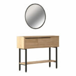 Dressing table with mirror Wardio melamine natural-black 100x29.5x76cm