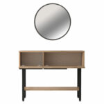 Dressing table with mirror Wardio melamine natural-black 100x29.5x76cm - Слика 4