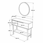 Dressing table with mirror Wardio melamine natural-black 100x29.5x76cm - Слика 5
