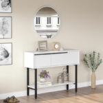 Dressing table with mirror Wardio melamine white-black 100x29.5x76cm - Image 2
