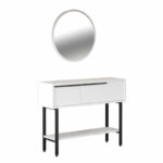 Dressing table with mirror Wardio melamine white-black 100x29.5x76cm