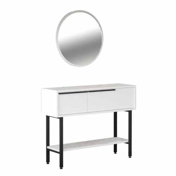 Dressing table with mirror Wardio melamine white-black 100x29.5x76cm