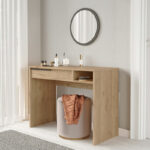 Dressing table with mirror Dorjie melamine natural-dark grey 100x44.5x75cm - Image 2