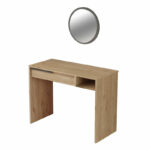 Dressing table with mirror Dorjie melamine natural-dark grey 100x44.5x75cm