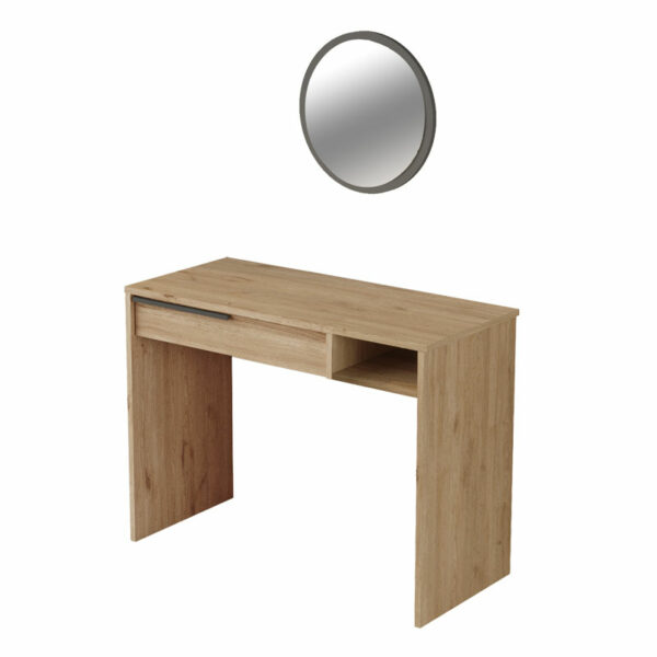 Dressing table with mirror Dorjie melamine natural-dark grey 100x44.5x75cm