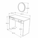 Dressing table with mirror Dorjie melamine white-dark grey 100x44.5x75cm - Image 5