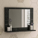 Kappa melamine mirror in anthracite marble shade 60x10x45cm - Image 2