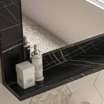 Kappa melamine mirror in anthracite marble shade 60x10x45cm - Image 3