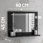 Kappa melamine mirror in anthracite marble shade 60x10x45cm - Image 4