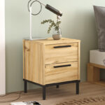 Nightstand Nako black metal and melamine in natural shade 40x35.5x48.8cm - Слика 2