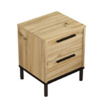 Nightstand Nako black metal and melamine in natural shade 40x35.5x48.8cm - Слика 3