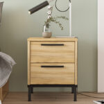 Nightstand Nako black metal and melamine in natural shade 40x35.5x48.8cm - Слика 5