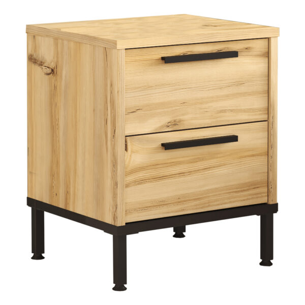 Nightstand Nako black metal and melamine in natural shade 40x35.5x48.8cm