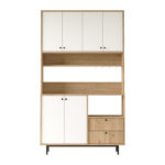 Kitchen furniture Kaylor black metal and natural-white melamine 120x35.5x205cm