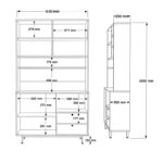 Kitchen furniture Kaylor black metal and natural-white melamine 120x35.5x205cm - Image 4