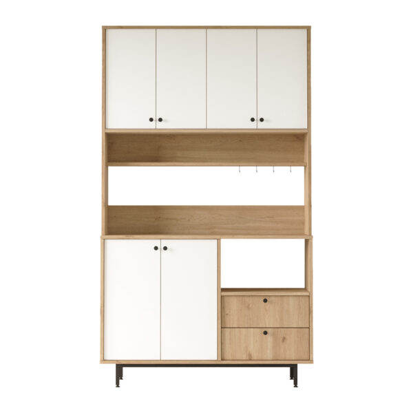 Kitchen cabinets Kaylor black metal and natural-white melamine 120x35.5x205cm