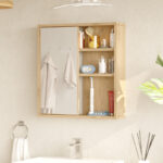 Bagno bathroom cabinet with mirror in natural shade 60x14.5x63.6cm - Слика 2