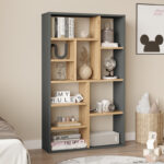 Bookcase Boteca 10-seater in oak-anthracite shade 75x22x123.6cm
