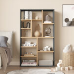 Bookcase Boteca 10-seater in oak-anthracite shade 75x22x123.6cm - Слика 3