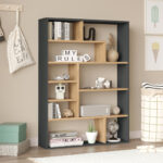 Полица за книги Decora во природно-антрацит нијанса 90x22x123,6 см