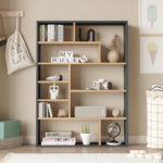 Bookcase Decora in natural-anthracite shade 90x22x123.6cm - Image 3