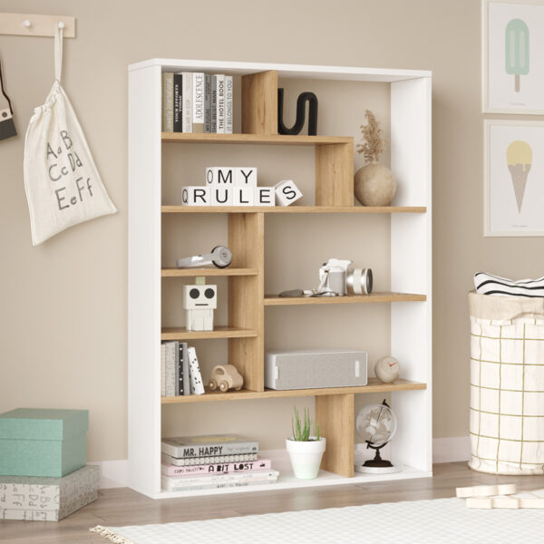 Bookcase Decora in natural-whiteshade 90x22x123.6cm