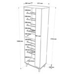Shoe rack for 18 pairs Scarpiera in natural-white shade 57.2x35.5x185.65cm - Image 6