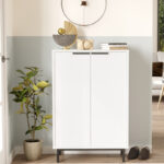 Shoe rack Kinga 5 shelves in white 72x35.5x105.6cm - Слика 2