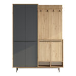 Cloat entrance furniture with storage space in natural-anthracite shade 147.4x35.5x195.6cm - Слика 4