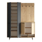 Cloat entrance furniture with storage space in natural-anthracite shade 147.4x35.5x195.6cm - Слика 5