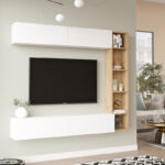Compo living room set wall-mounted in natural-white shade 169.10x25,8x143.5cm