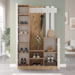 Saron entrance furniture with mirror in natural-white shade 113x35x180cm - Слика 2