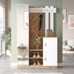 Saron entrance furniture with mirror in natural-white shade 113x35x180cm - Слика 3