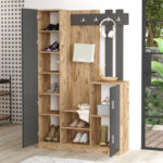 Saron entrance furniture with mirror in oak-anthracite shade 113x35x180cm - Image 2
