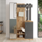 Saron entrance furniture with mirror in oak-anthracite shade 113x35x180cm - Image 3