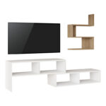 Гарнитура за дневна соба Какомо во бела-природна нијанса 170x29.5x43 см