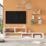 Kakomo living room set in white-natural shade 170x29.5x43cm - Слика 3