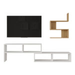 Kakomo living room set in white-natural shade 170x29.5x43cm - Слика 4
