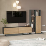 Damon living room set in natural-anthracite color 140x29.5x39.5cm - Слика 2