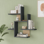 Nogara wall shelf in natural-anthracite shade 62.6x14.5x66.2cm - Слика 2