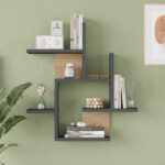 Nogara wall shelf in natural-anthracite shade 62.6x14.5x66.2cm - Слика 3